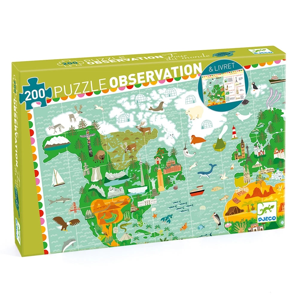 DJECO Around The World + Booklet - 200 Pcs Puzzles