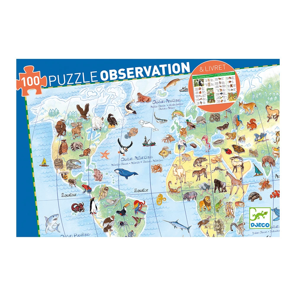 DJECO World's Animals + Booklet - 100 Pcs Puzzles - Image 2