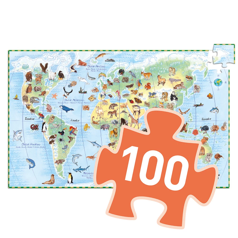 DJECO World's Animals + Booklet - 100 Pcs Puzzles - Image 3