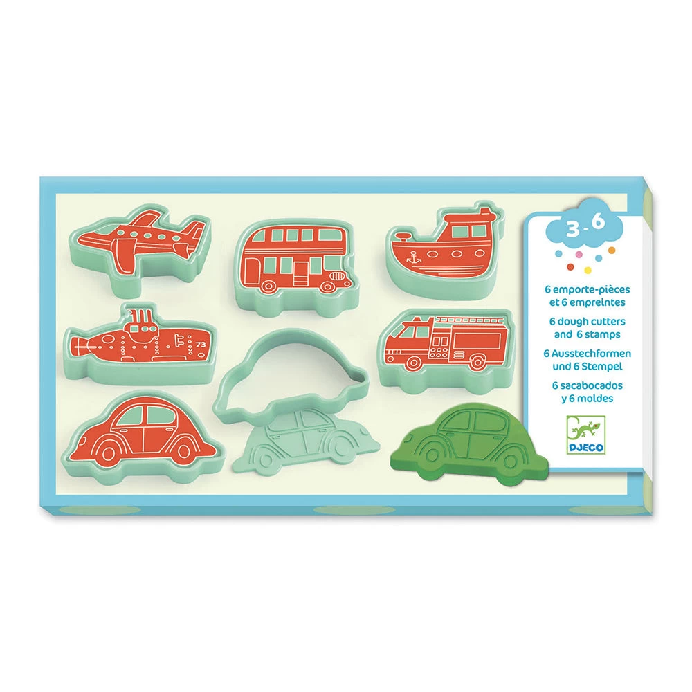 DJECO Vehicles - 6 Press Moulds And Stamps For Young Children