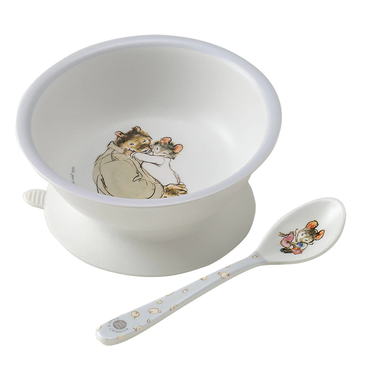 Petit Jour Paris Ernest & Celestine Bowl With Suction Pad & Spoon (Melamine)
