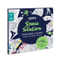 OMY Giant Coloring Poster - SPACE STATION With Glow In The Dark Stickers